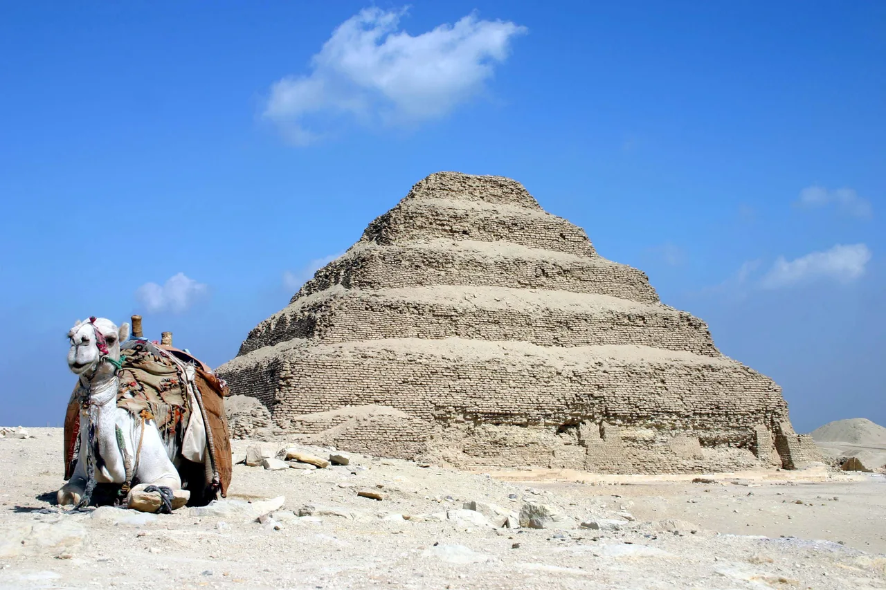 The six-tiered Step Pyramid of Djoser at Saqqara