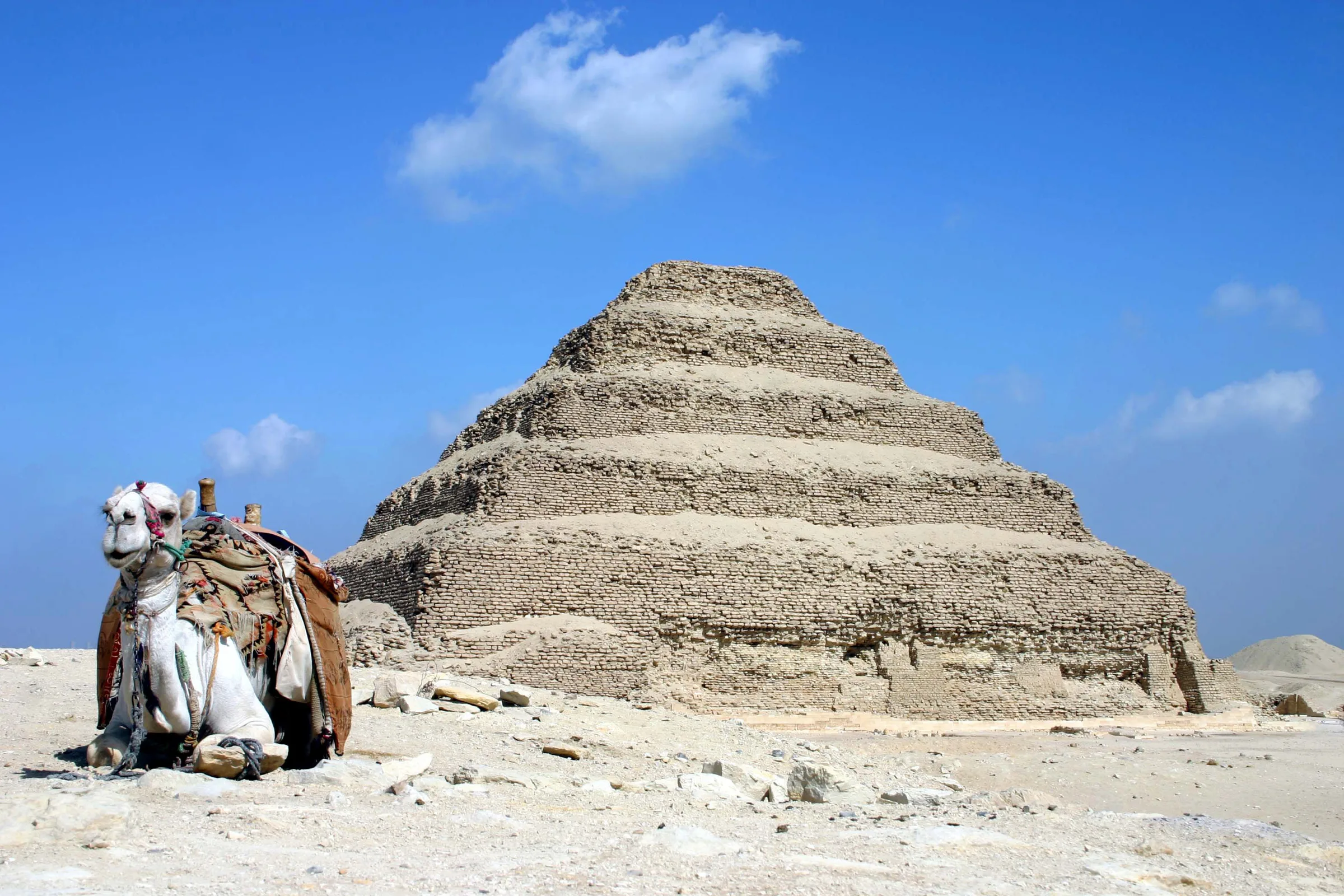 The six-tiered Step Pyramid of Djoser at Saqqara