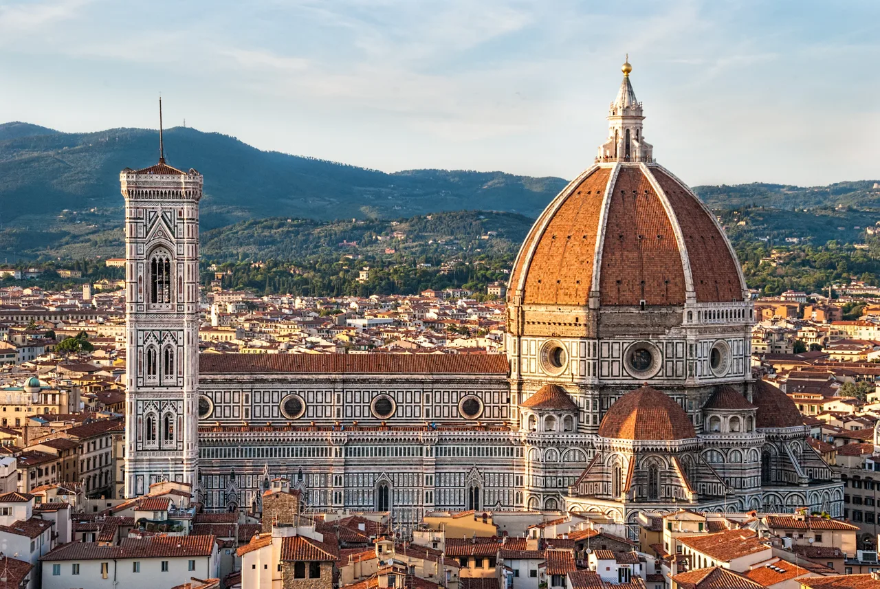 The ribbed dome of Florence Cathedral rising on its octagonal drum