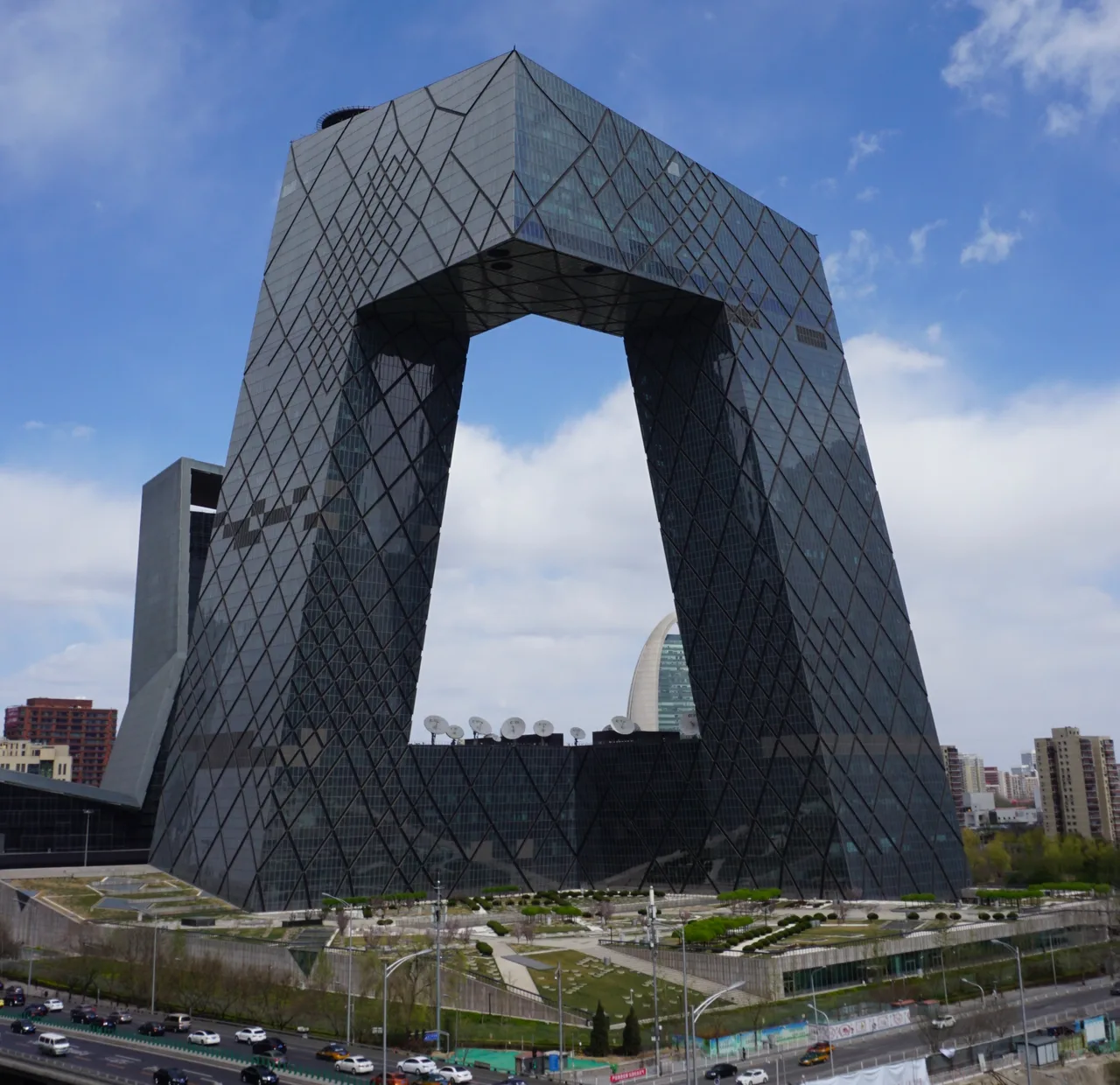 The CCTV Headquarters' closed loop formed by two leaning towers and the cantilevered bridge at the top