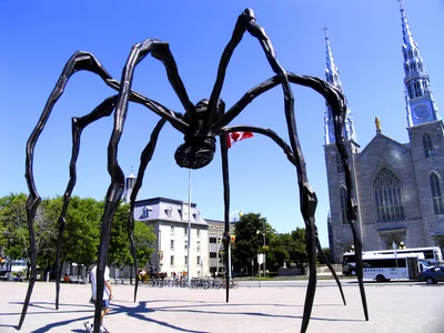 Louise Bourgeois's Maman sculpture: a nine-metre giant bronze spider rising on thin, long legs