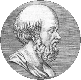 An engraved portrait depicting Eratosthenes: a bearded scholar in classical dress