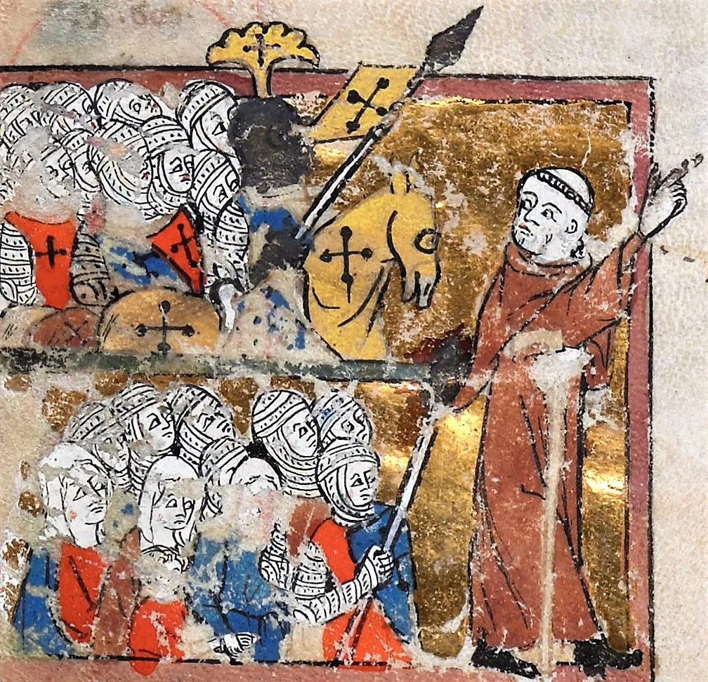 14. yüzyıl minyatüründe Münzevi Petrus, Halk Haçlısı'na öncülük ederken