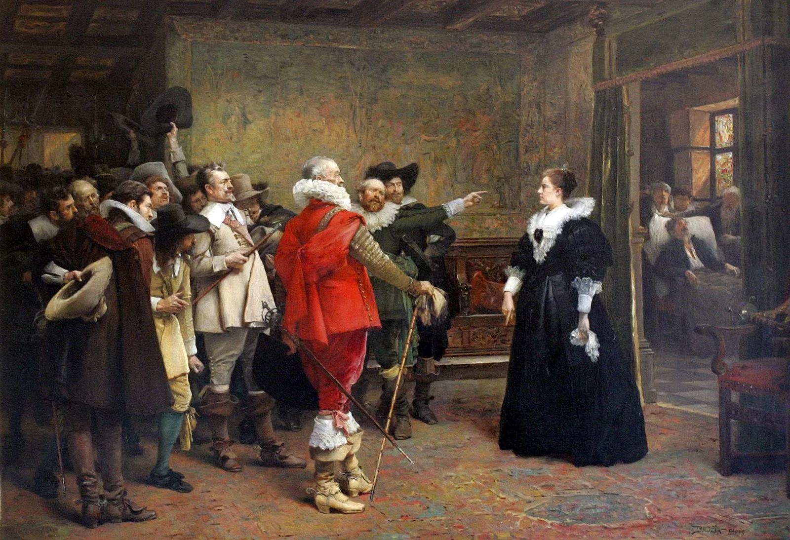 Prag Defenestrasyonu, 23 Mayıs 1618 — Václav Brožík'in 19. yüzyıl sonu tarihsel tablosu