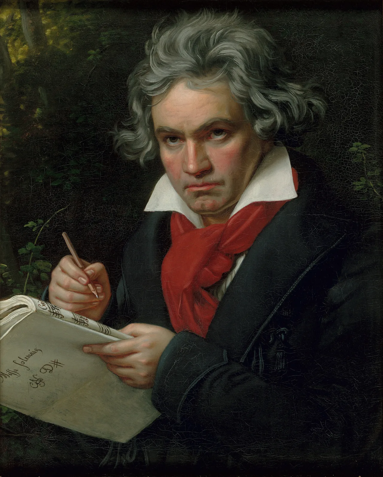 Joseph Karl Stieler's portrait of Beethoven holding a manuscript
