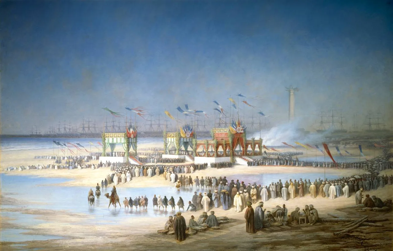 The inauguration of the Suez Canal, 17 November 1869 — painting by Édouard Riou