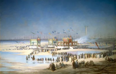 The inauguration of the Suez Canal, 17 November 1869 — painting by Édouard Riou