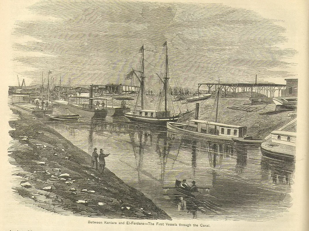 Süveyş Kanalı'nın El-Kantara kesiti, 1869 — Appleton's Journal'da yayımlanan dönem gravürü