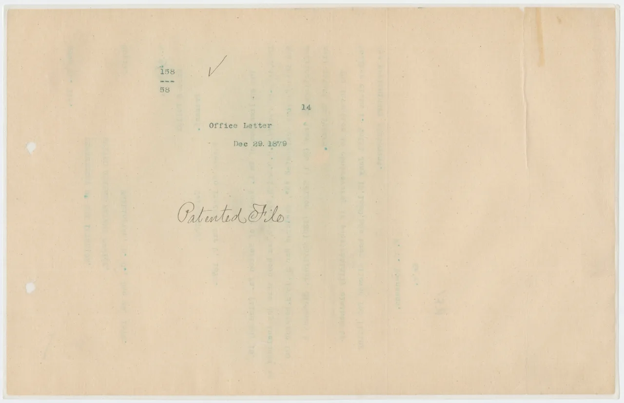 Original drawing from Bell's telephone patent 174,465 showing coils, diaphragm, and the liquid-transmitter circuit