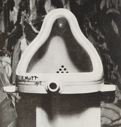 Marcel Duchamp's urinal submitted under the signature "R. Mutt" in 1917, photographed by Alfred Stieglitz