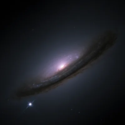 Hubble image of the galaxy NGC 4526 with the Type Ia supernova SN 1994D visible as a bright point at the lower-left edge