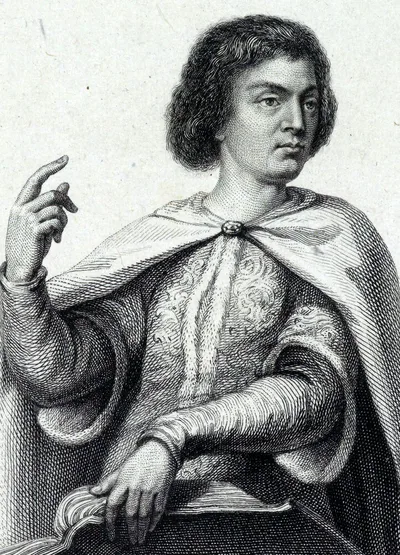 Portrait of Peter Abelard: an engraving of a bearded, tonsured medieval teacher in monastic robes