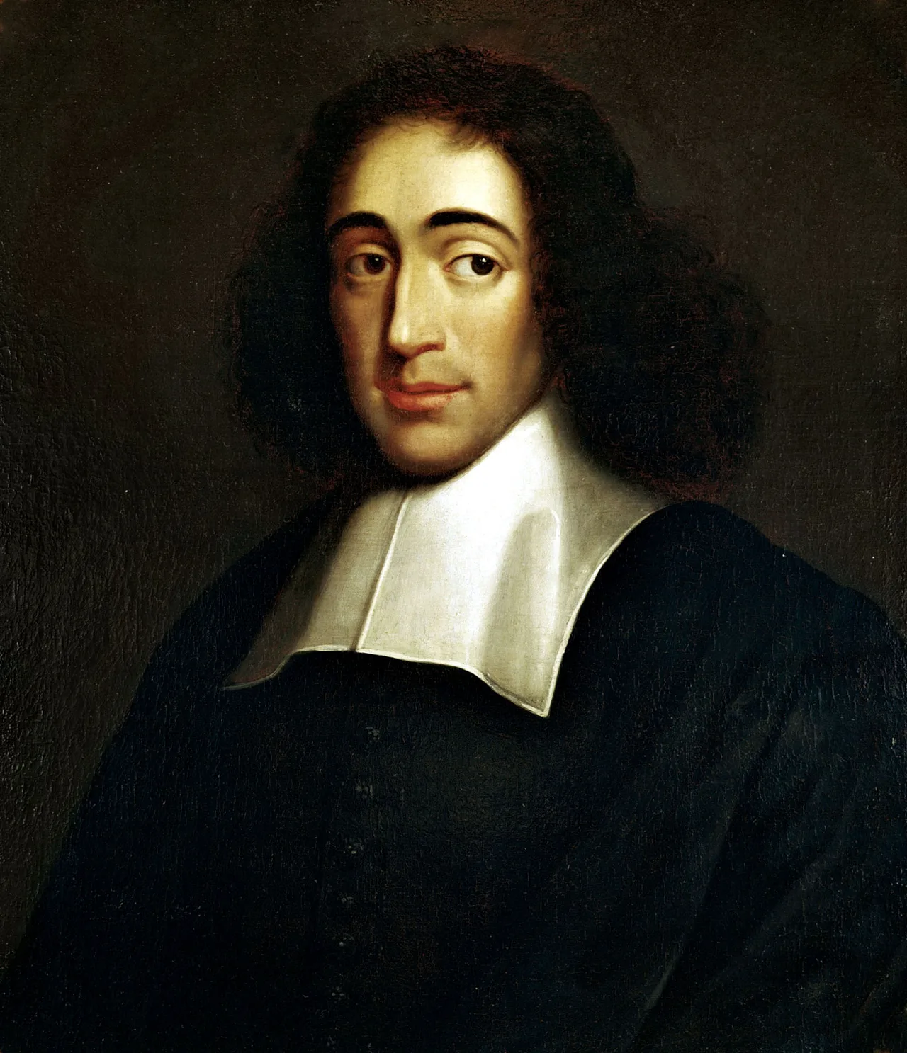 Anonymous portrait of Spinoza, c. 1665: a young man with dark hair, dark clothing, turned slightly to the side