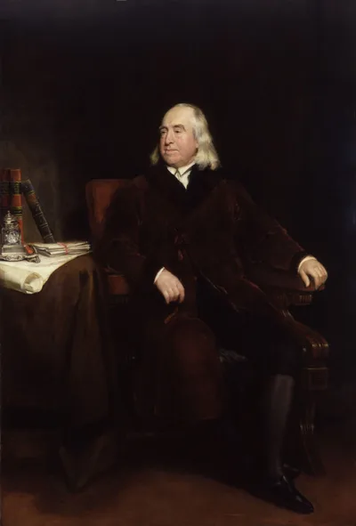 Henry William Pickersgill's portrait of Jeremy Bentham: a white-haired elderly man in nineteenth-century dress