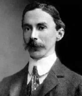Black-and-white portrait from 1907: thirty-five-year-old Bertrand Russell in a dark suit, gazing pensively to the side