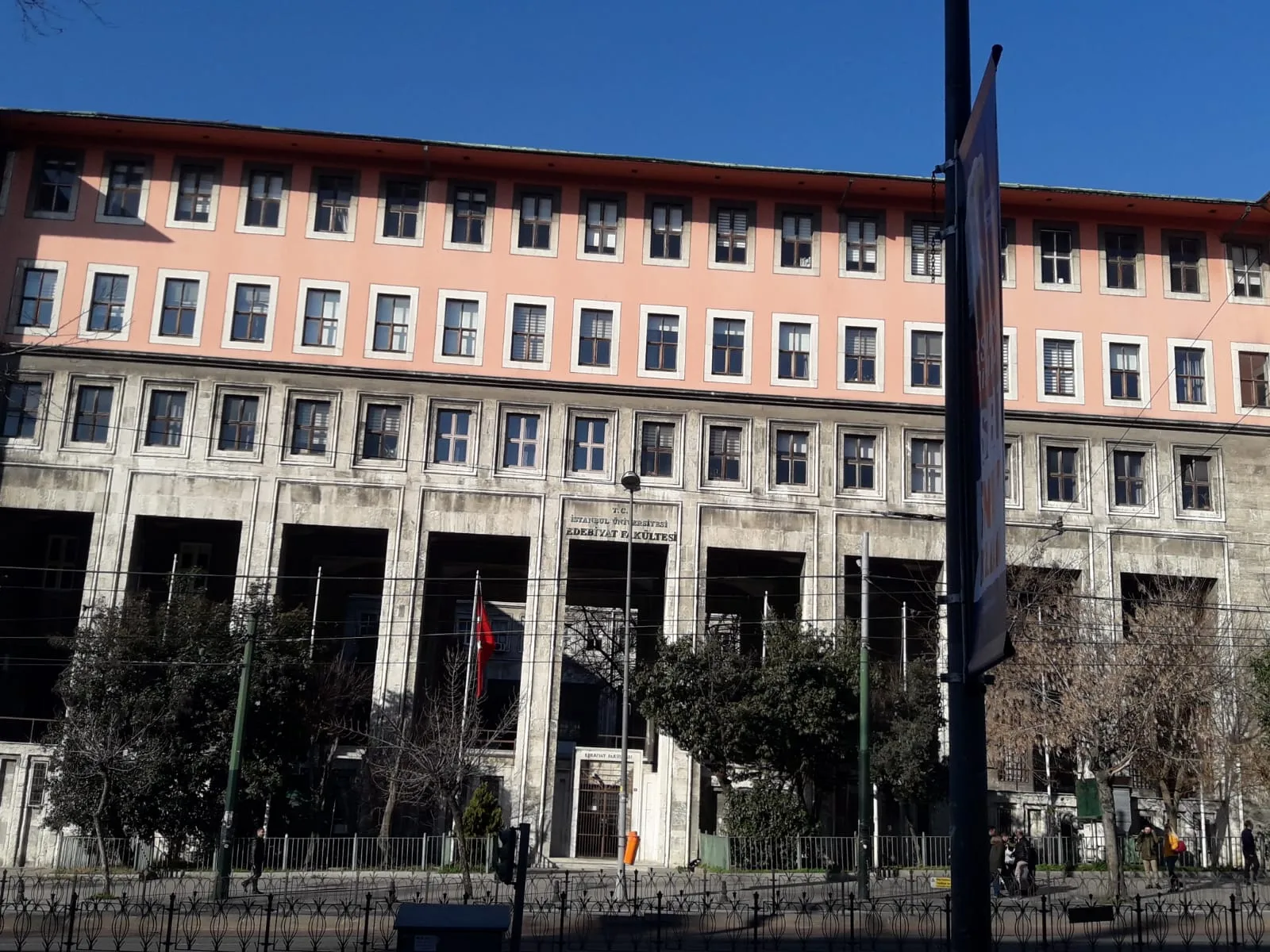 The Faculty of Letters building at Istanbul University: a long modern façade with many windows