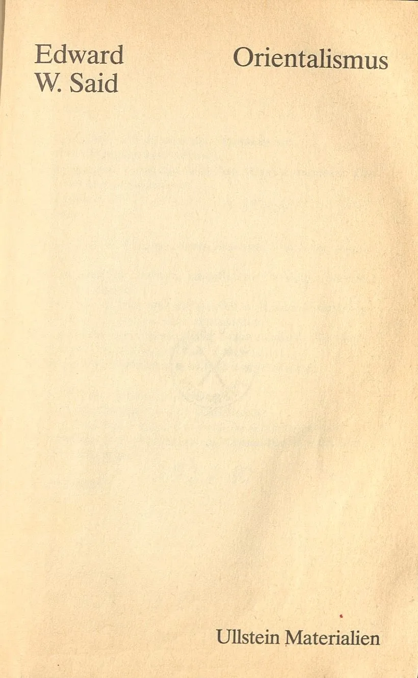 Oryantalizm'in 1981 Almanca Ullstein baskısının kapağı — sarımsı zeminde başlık ve yazar adı